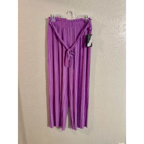 NWT Love Poem by Block Lilac Pleated Belted Wide Leg Pants - Picture 2 of 12